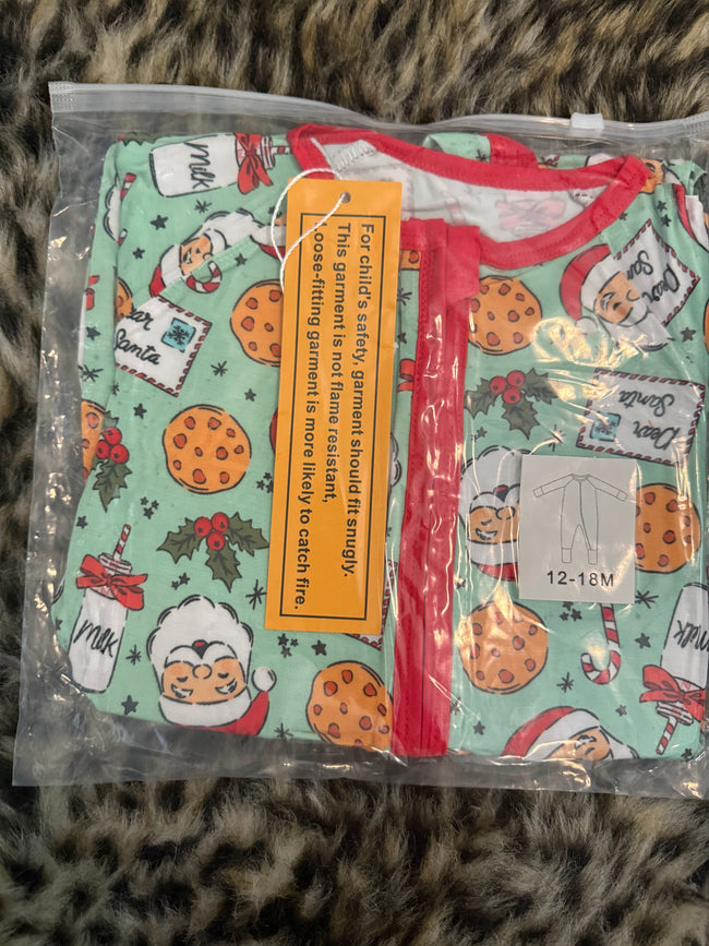 Santa Cookies - Dreamland Long Sleeve Sleeper - Bamboo - Ready to Ship Christmas