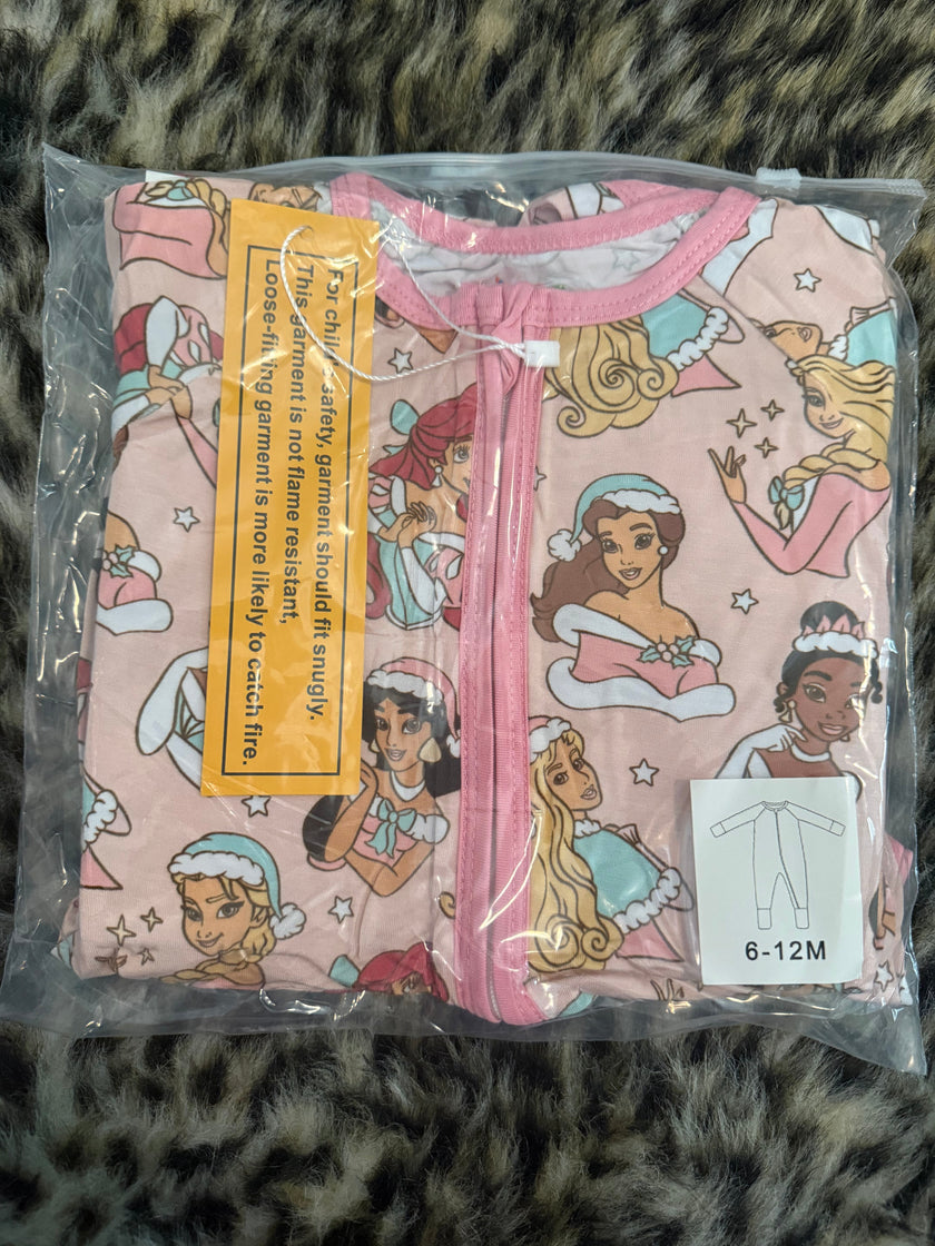 Princess Christmas - Dreamland Long Sleeve Sleeper - Bamboo - Ready to Ship Christmas