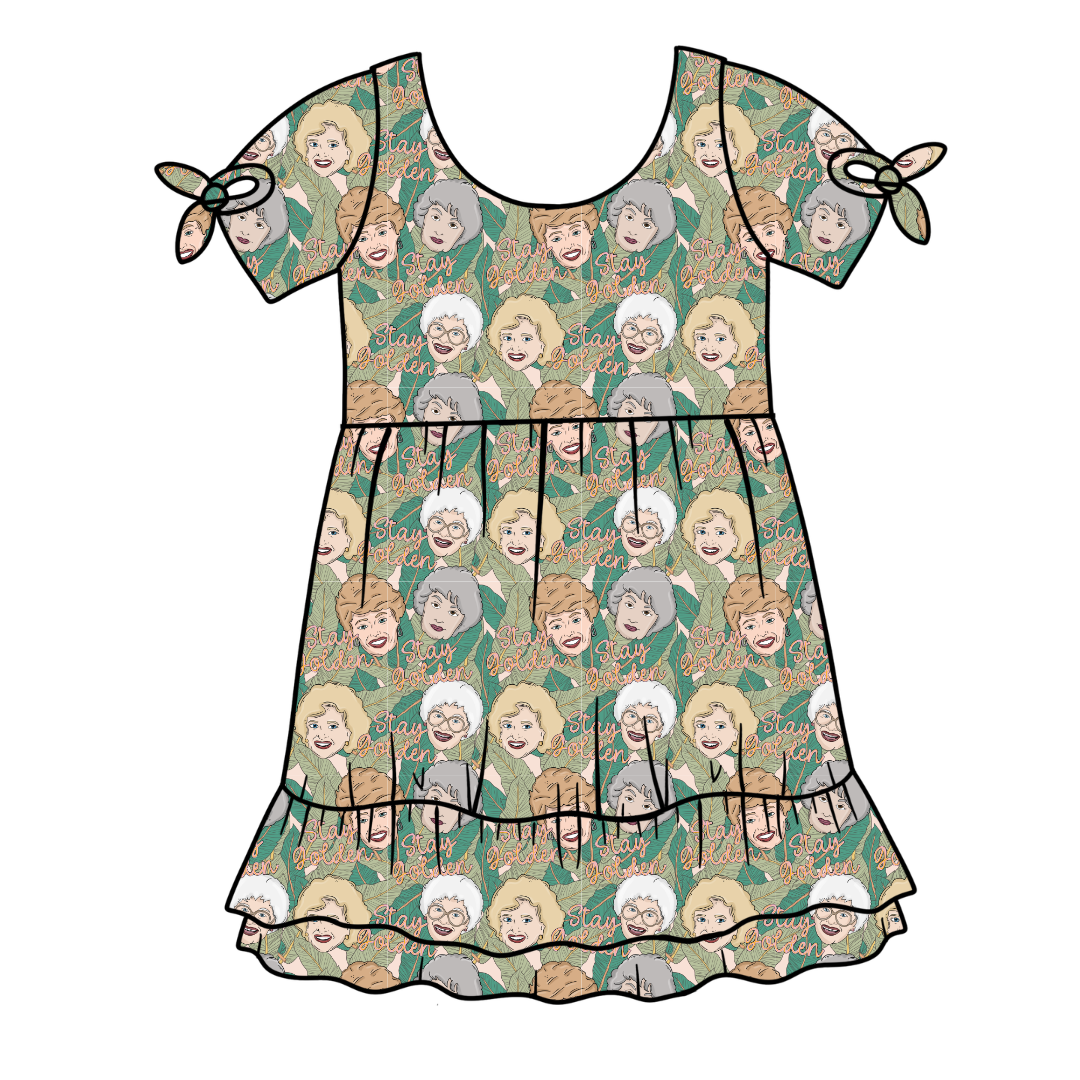 Golden Serenity Short Sleeve Lounge Dress - PRE ORDER