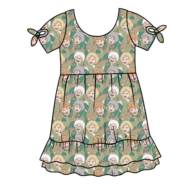Golden Serenity Short Sleeve Lounge Dress - PRE ORDER
