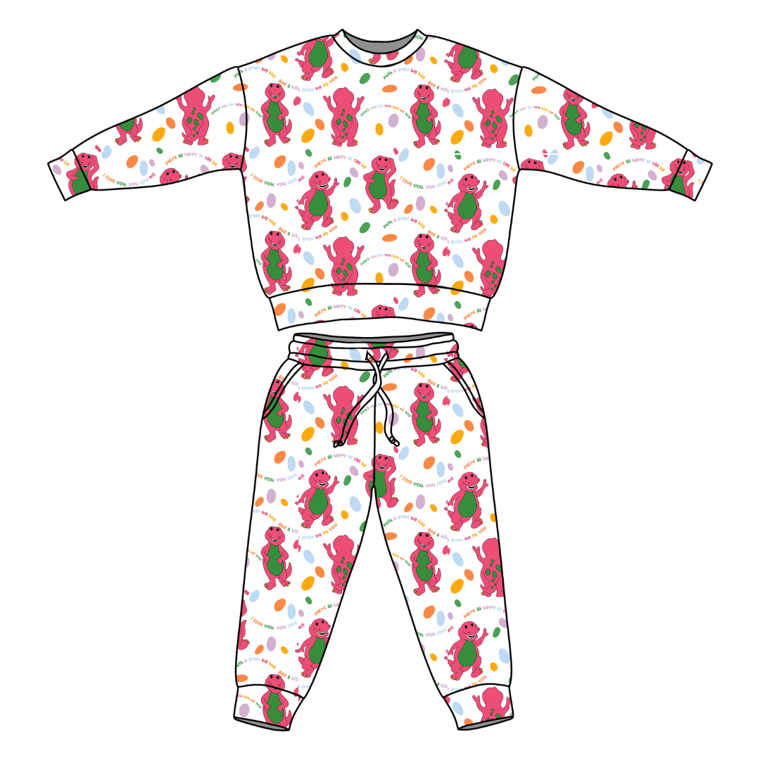 Dino Vintage Sheet Flex Long Sleeve Jogger Set - PRE ORDER