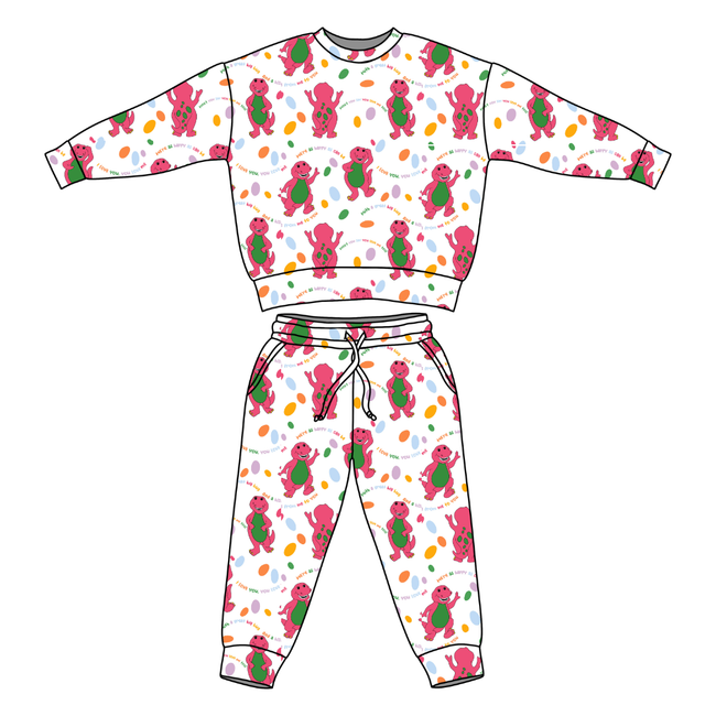 Dino Vintage Sheet Flex Long Sleeve Jogger Set - PRE ORDER
