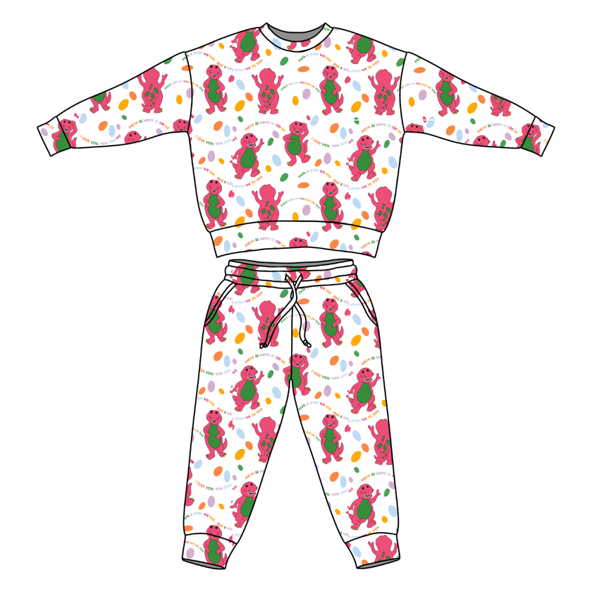 Dino Vintage Sheet Flex Long Sleeve Jogger Set - PRE ORDER