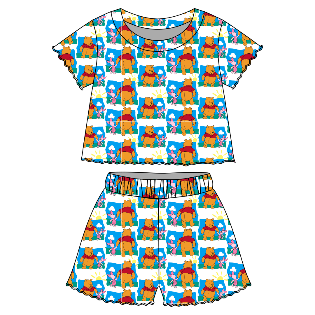 Best Friends  - Orchid Ruffle Short Sleeve Short Set Bamboo - PRE ORDER