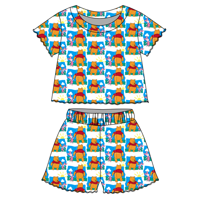 Best Friends  - Orchid Ruffle Short Sleeve Short Set Bamboo - PRE ORDER