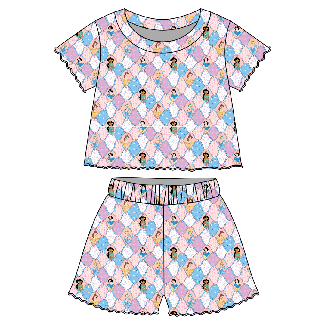 Princess Dreams - Orchid Ruffle Short Sleeve Short Set Bamboo - PRE ORDER