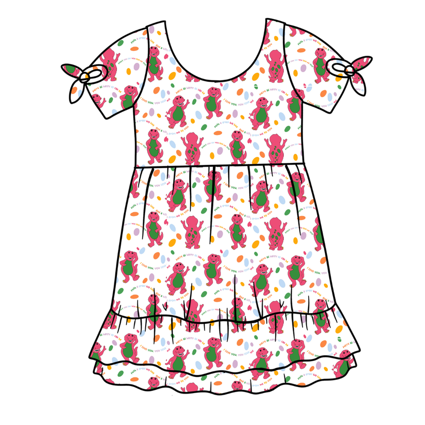 Dino Vintage Sheet Serenity Short Sleeve Lounge Dress - PRE ORDER