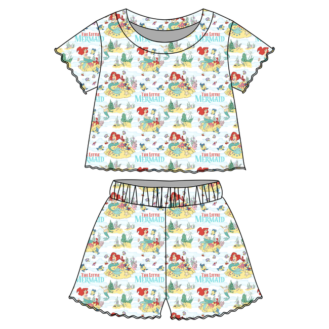 Mermaid Dreams - Orchid Ruffle Short Sleeve Short Set Bamboo - PRE ORDER
