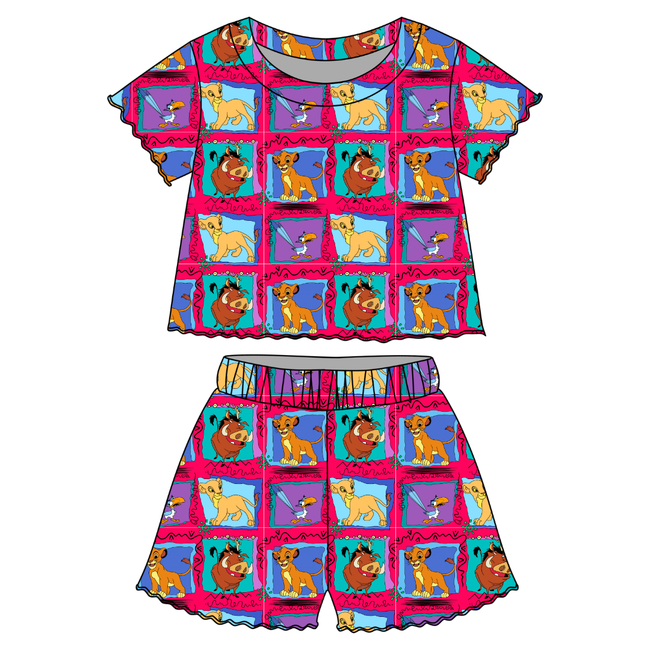 Safari Dreams - Orchid Ruffle Short Sleeve Short Set Bamboo - PRE ORDER