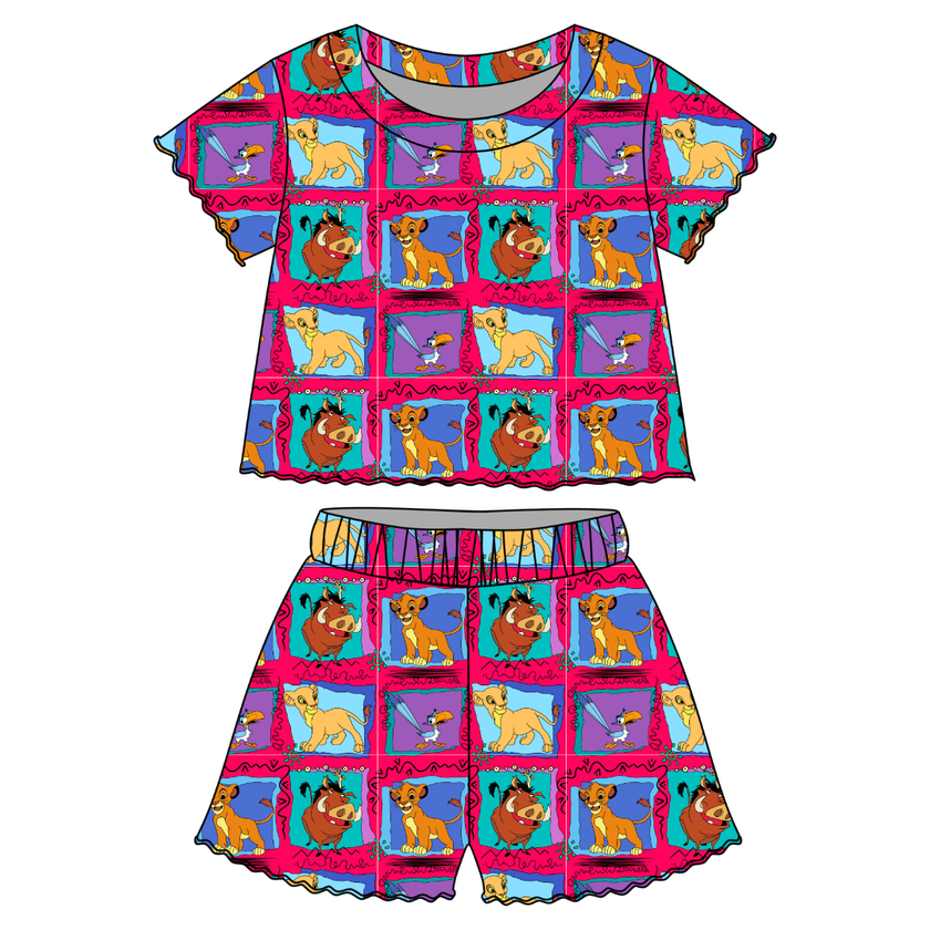 Safari Dreams - Orchid Ruffle Short Sleeve Short Set Bamboo - PRE ORDER