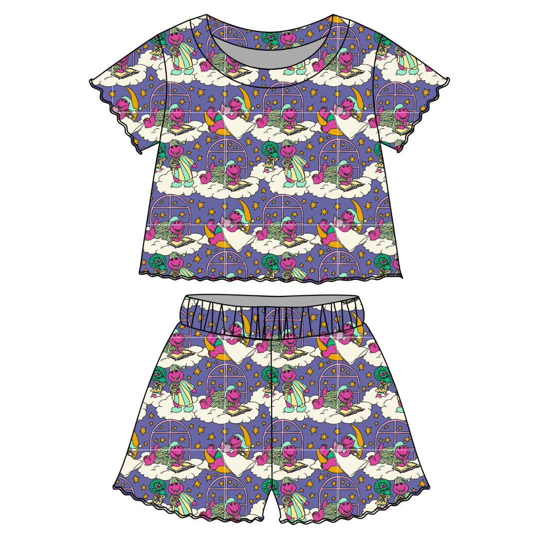 Sweet Dreams - Orchid Ruffle Short Sleeve Short Set Bamboo - PRE ORDER