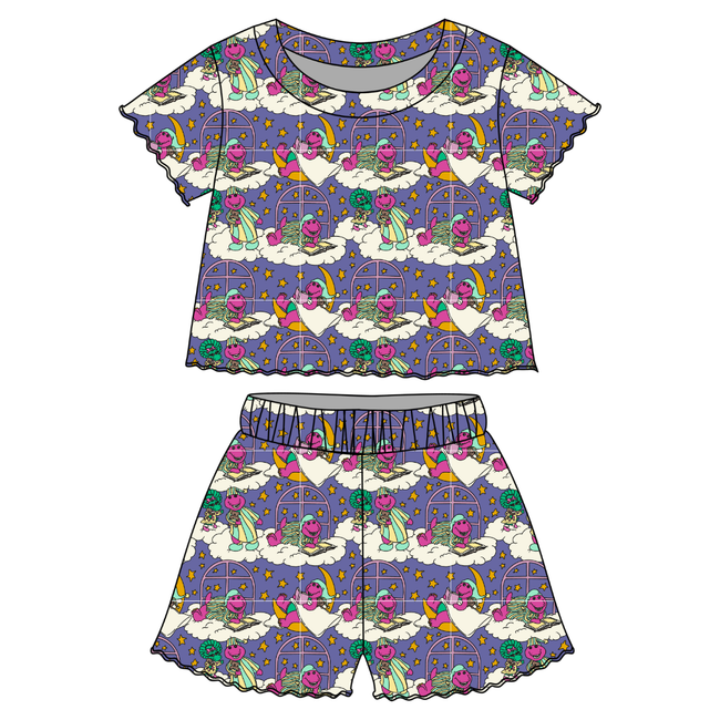 Sweet Dreams - Orchid Ruffle Short Sleeve Short Set Bamboo - PRE ORDER