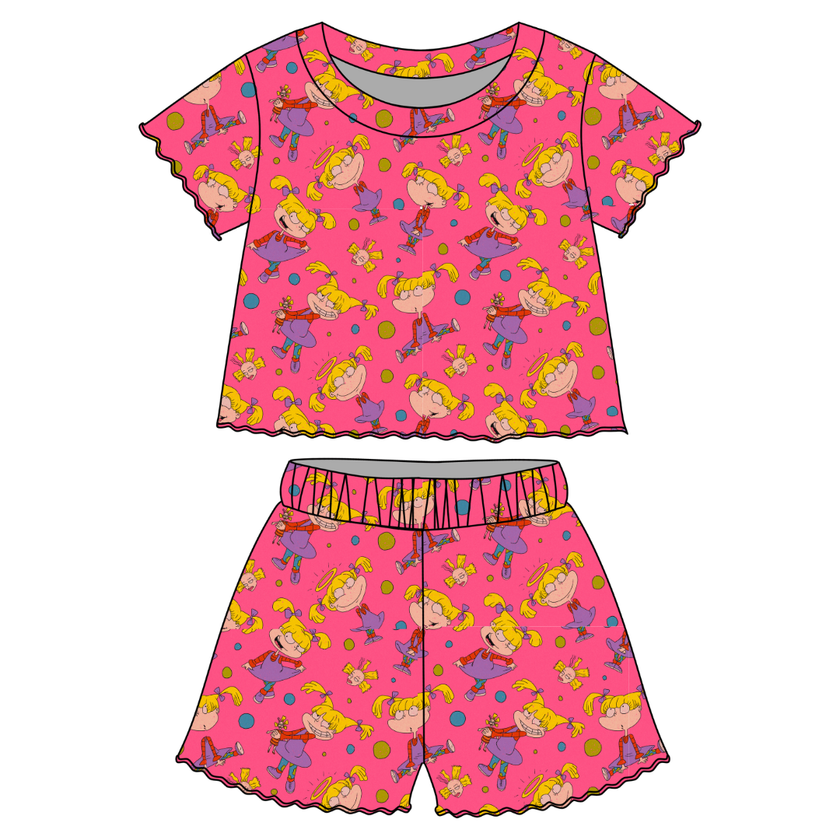 Angelic - Orchid Ruffle Short Sleeve Short Set Bamboo - PRE ORDER