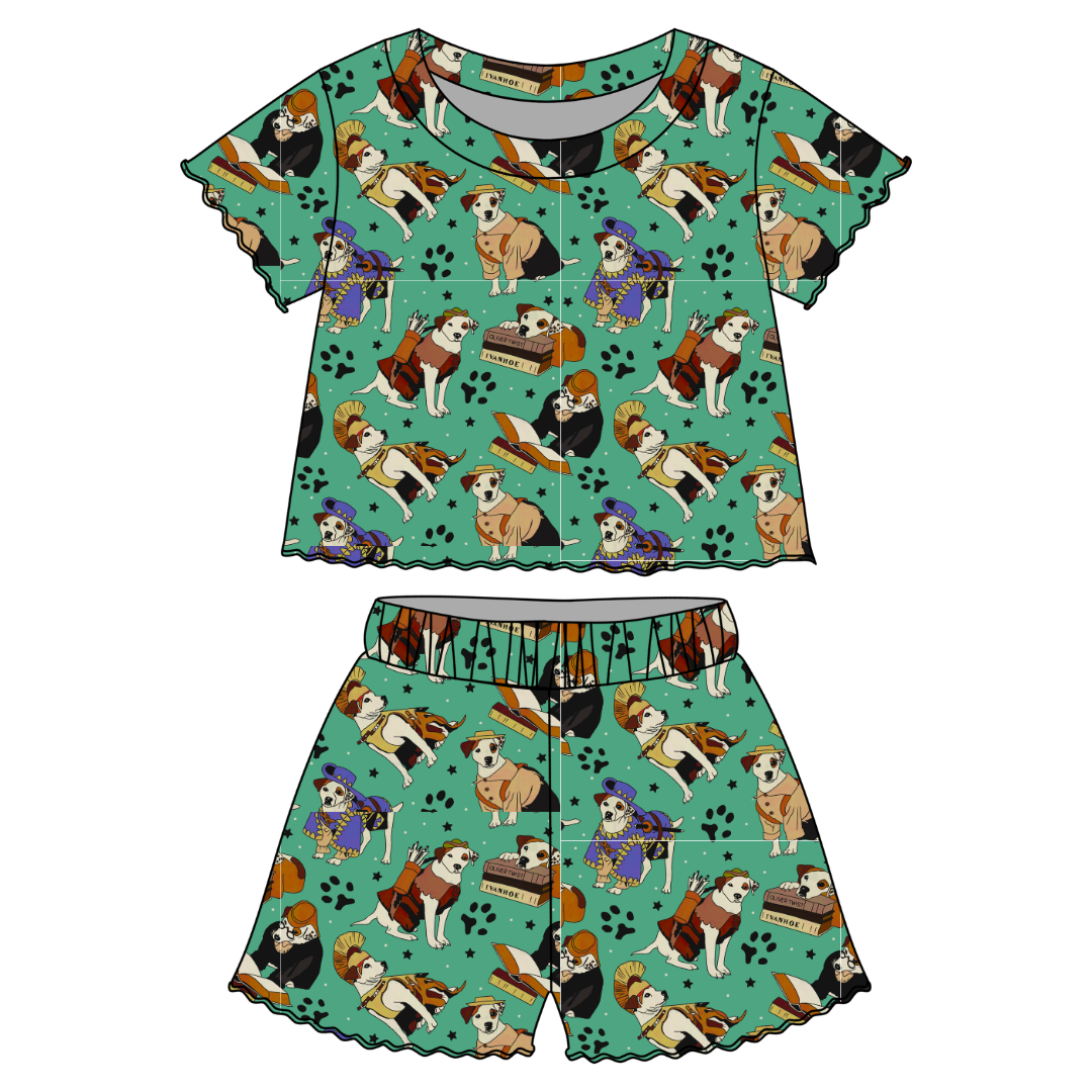 Wishbone - Orchid Ruffle Short Sleeve Short Set Bamboo - PRE ORDER