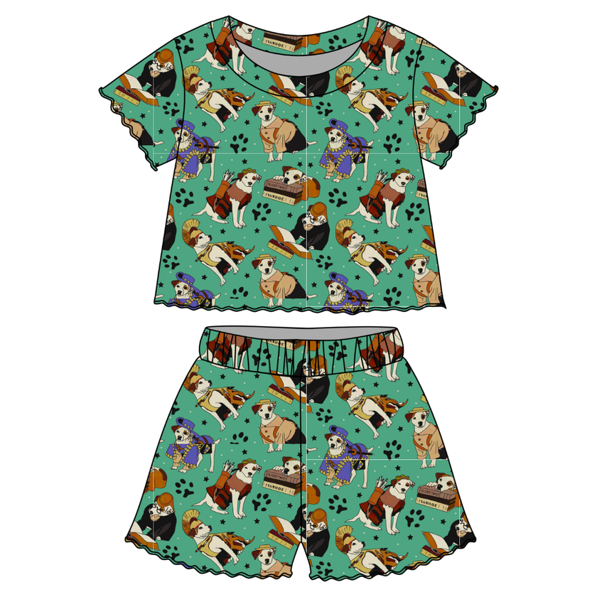 Wishbone - Orchid Ruffle Short Sleeve Short Set Bamboo - PRE ORDER