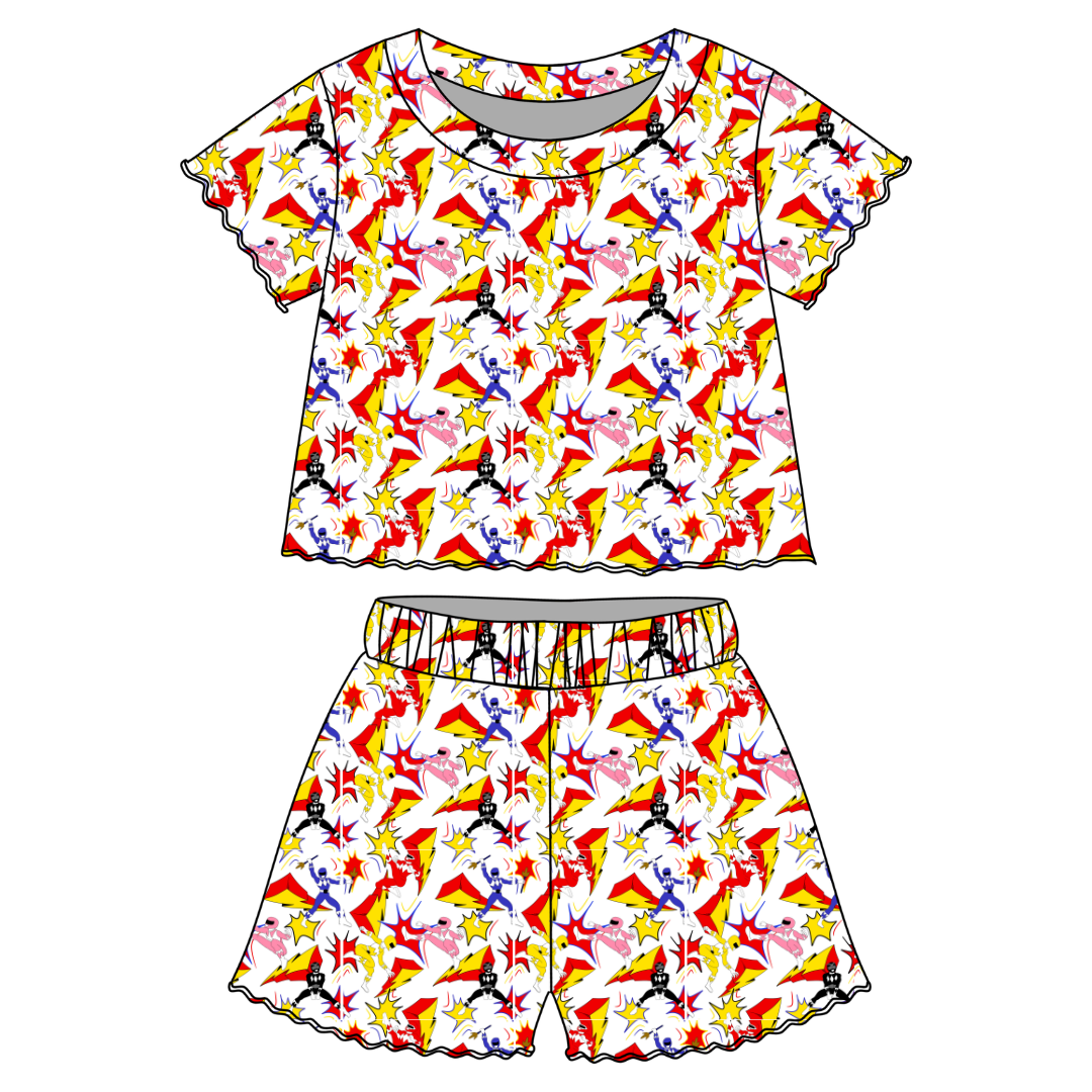 Ranger Dreams - Orchid Ruffle Short Sleeve Short Set Bamboo - PRE ORDER