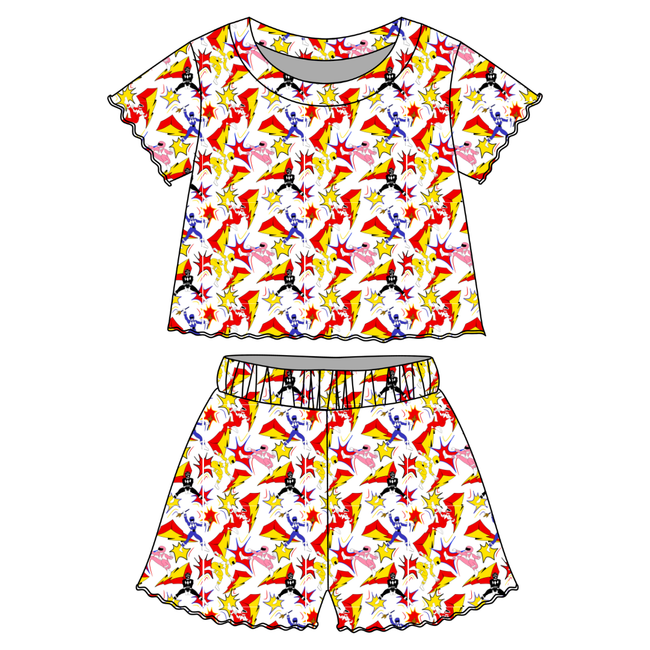 Ranger Dreams - Orchid Ruffle Short Sleeve Short Set Bamboo - PRE ORDER