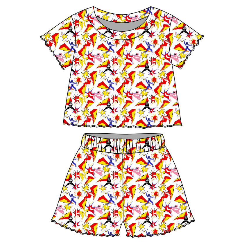 Ranger Dreams - Orchid Ruffle Short Sleeve Short Set Bamboo - PRE ORDER