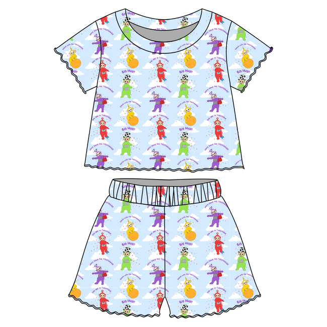 Big Hug - Orchid Ruffle Short Sleeve Short Set Bamboo - PRE ORDER