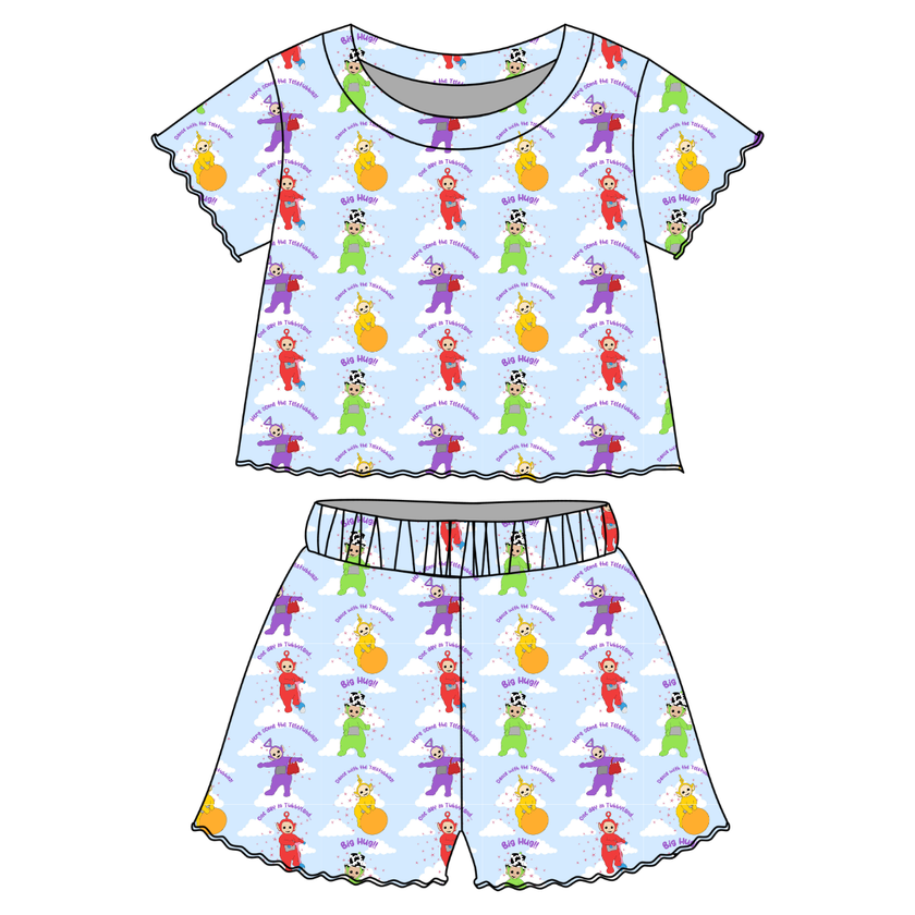 Big Hug - Orchid Ruffle Short Sleeve Short Set Bamboo - PRE ORDER