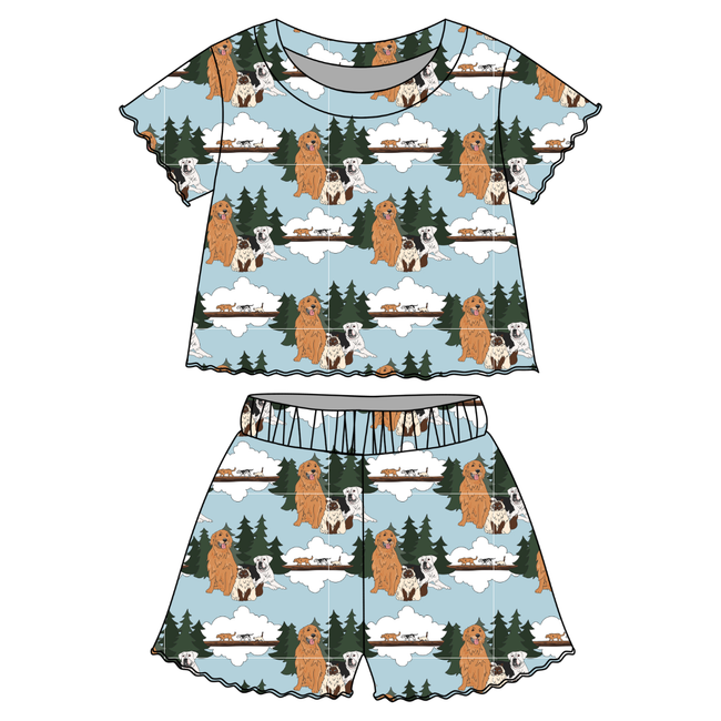 Homeward - Orchid Ruffle Short Sleeve Short Set Bamboo - PRE ORDER