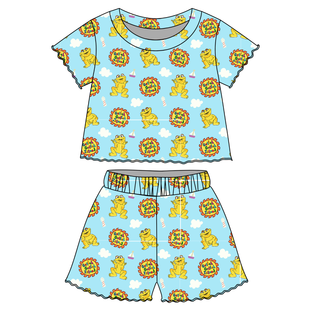 On the Island - Orchid Ruffle Short Sleeve Short Set Bamboo - PRE ORDER
