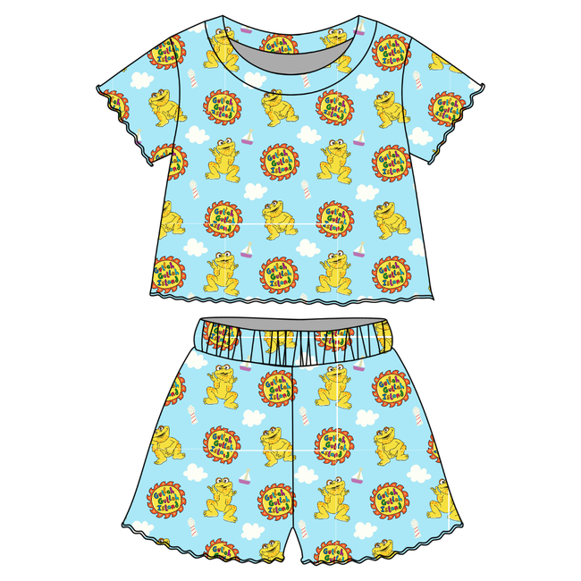 On the Island - Orchid Ruffle Short Sleeve Short Set Bamboo - PRE ORDER