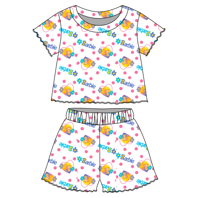Party Girl Vintage Sheet - Orchid Ruffle Short Sleeve Short Set Bamboo - PRE ORDER