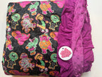 DINO BOO BASH - 57.5X80 - RUFFLE TRIM BLANKET WITH MINKY LAYER - KNIT
