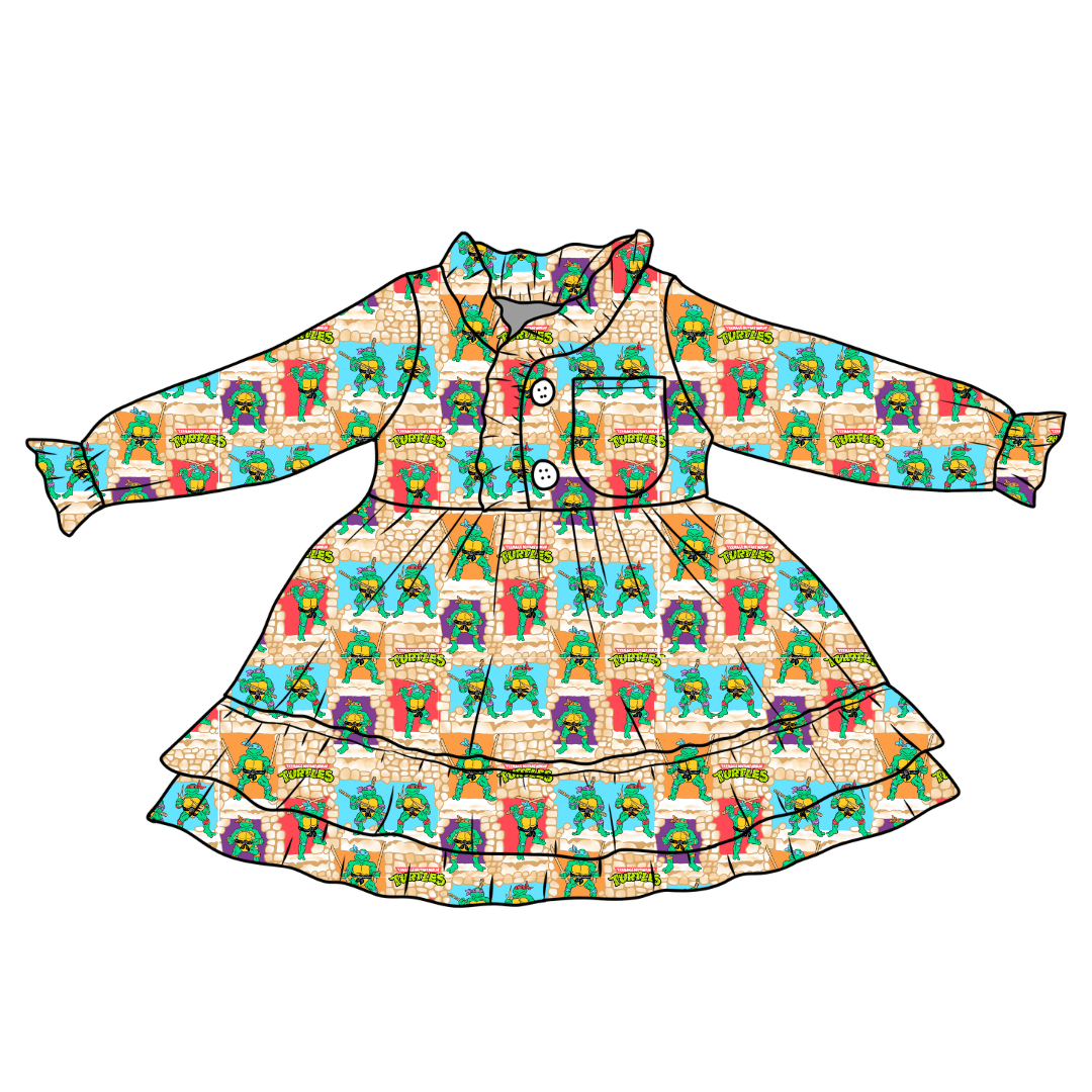 Turtle Dreams - Emerald Bamboo Long Sleeve Lounge Dress - PRE ORDER