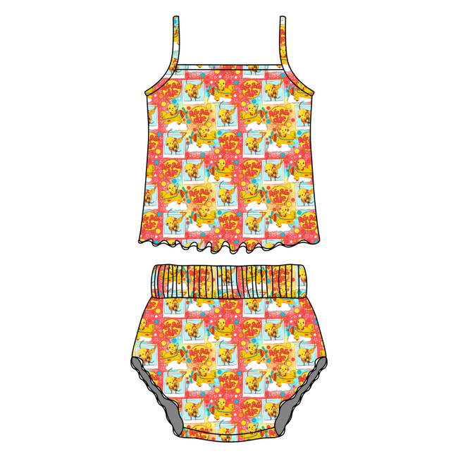 Retro Robot Adventures Harmony Ruffle Tank Bummie Set - Knit - Pre Order
