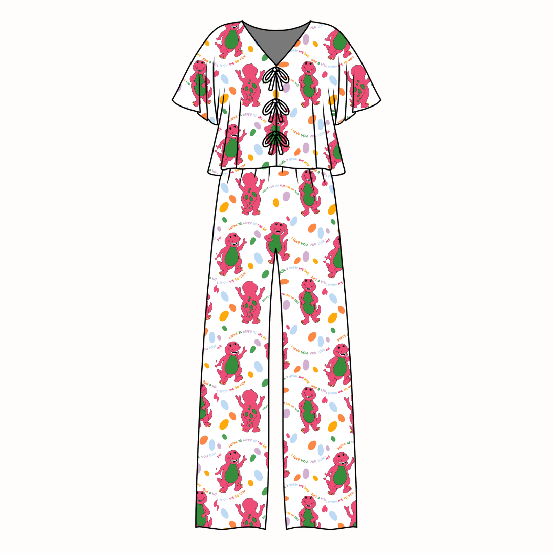 Dino Vintage Sheet - Lollipop Women's Front Tie Set Bamboo - Pre Order