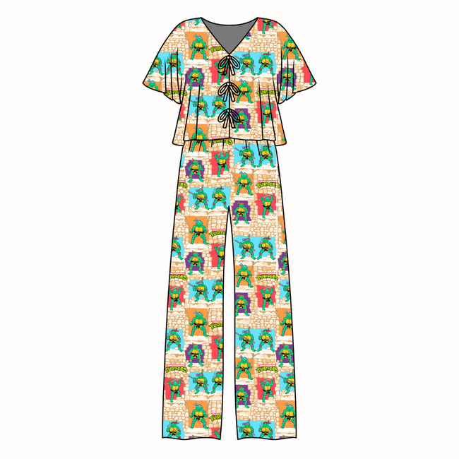 Turtle Dreams - Lollipop Women's Front Tie Set Bamboo - Pre Order