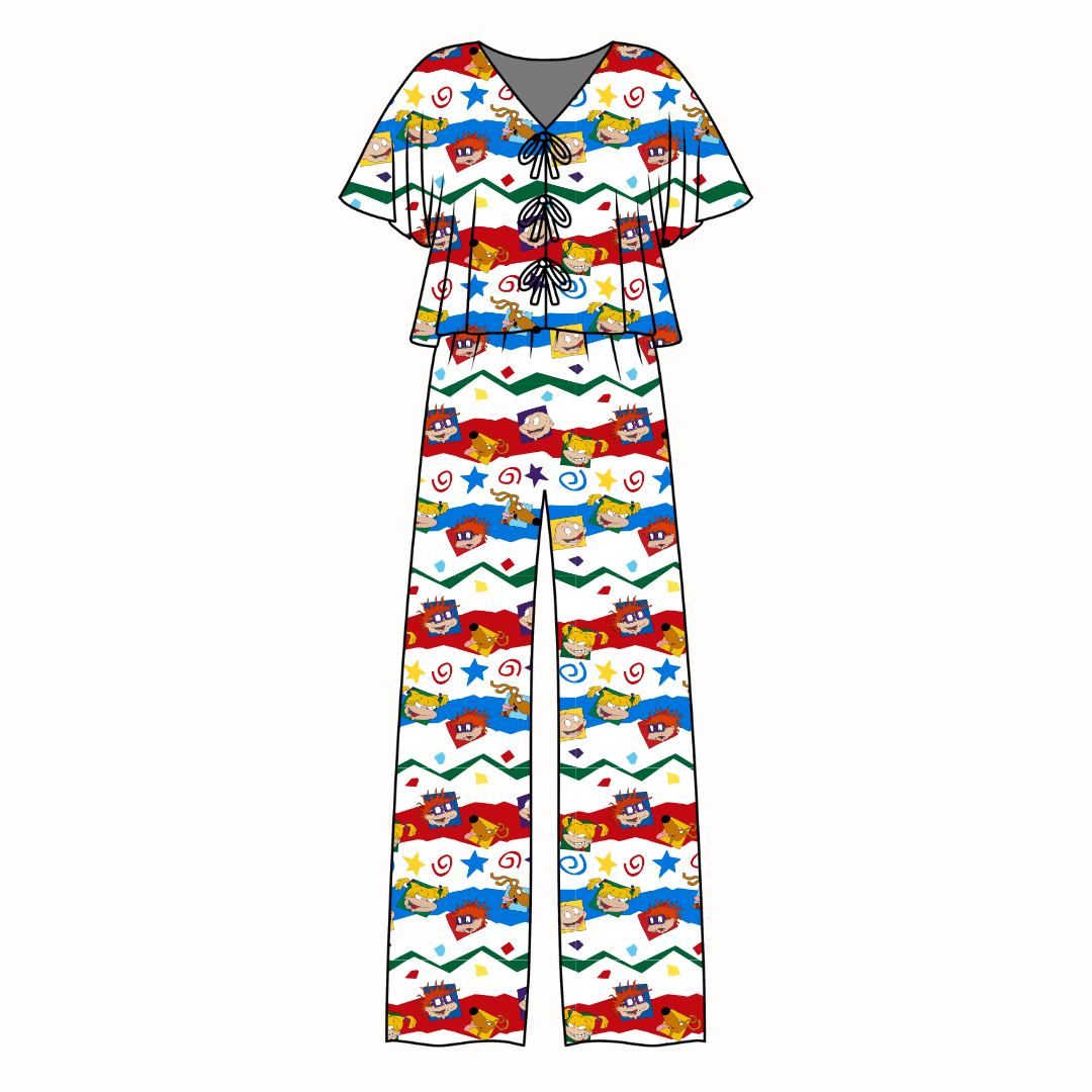 Stupid Babies - Lollipop Women's Front Tie Set Bamboo - Pre Order