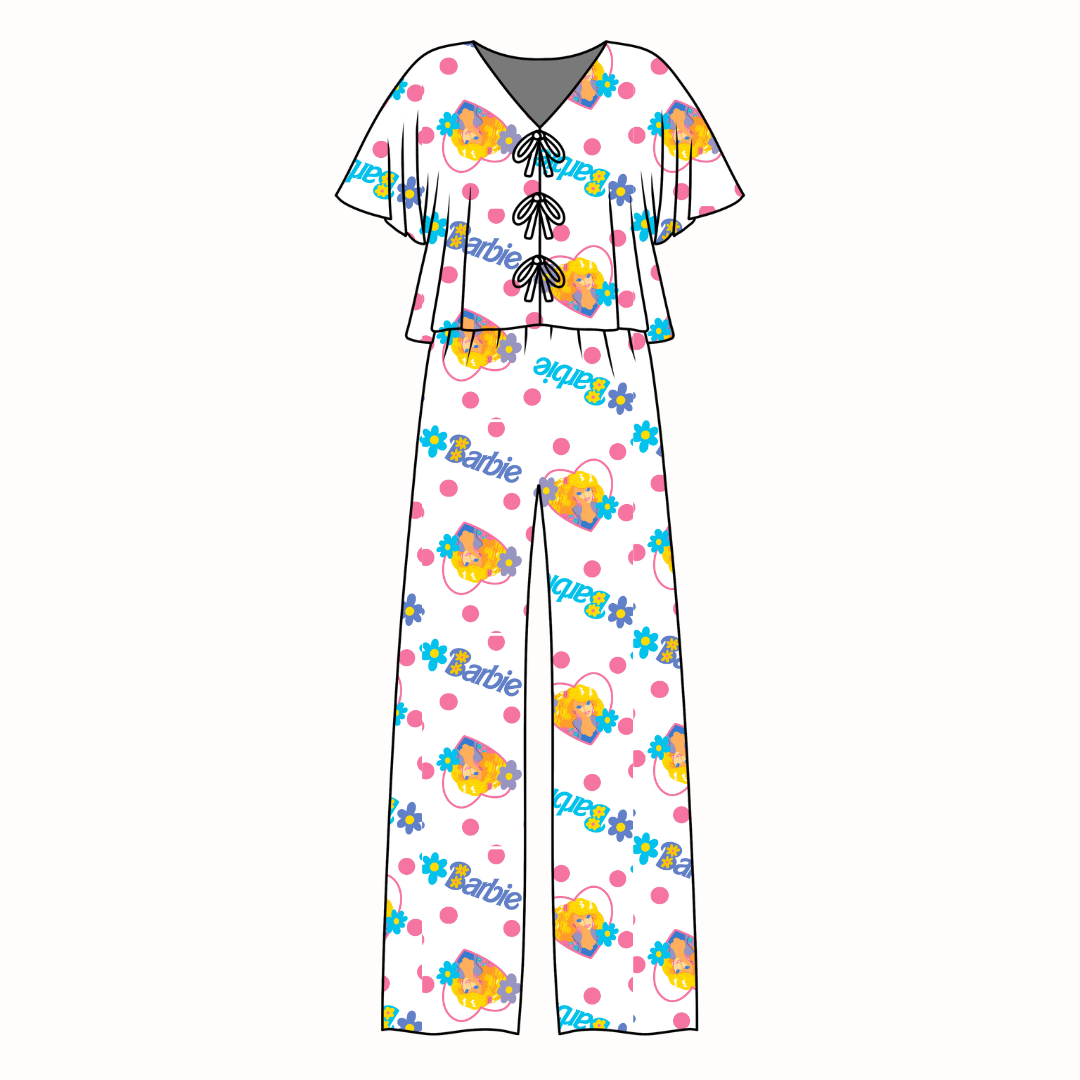 Party Girl Vintage Sheet - Lollipop Women's Front Tie Set Bamboo - Pre Order