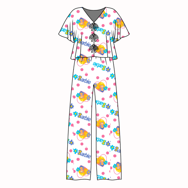 Party Girl Vintage Sheet - Lollipop Women's Front Tie Set Bamboo - Pre Order