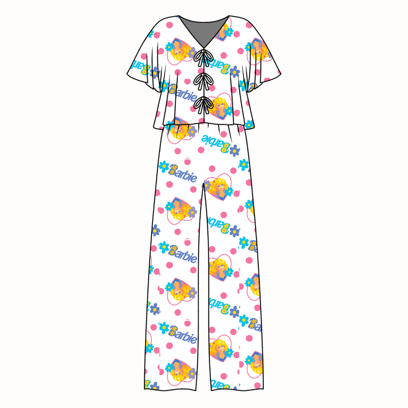 Party Girl Vintage Sheet - Lollipop Women's Front Tie Set Bamboo - Pre Order