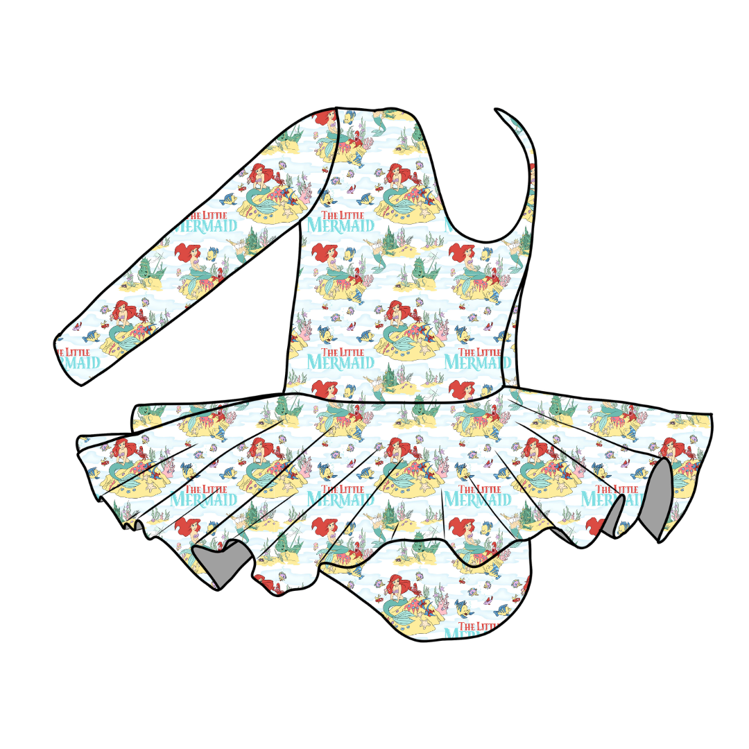 Mermaid Dreams - Grace Bamboo Long Sleeve Skirted Leotard - PRE ORDER