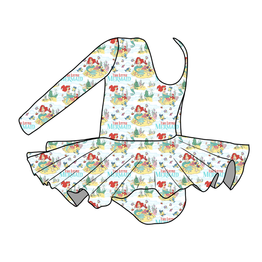 Mermaid Dreams - Grace Bamboo Long Sleeve Skirted Leotard - PRE ORDER