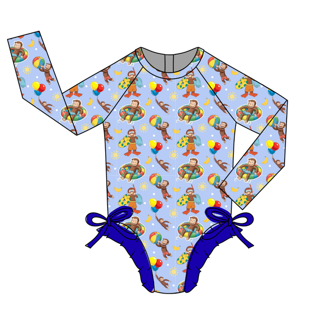 Monkey Around Layla Long Sleeve Ruffle Swim - Pre Order