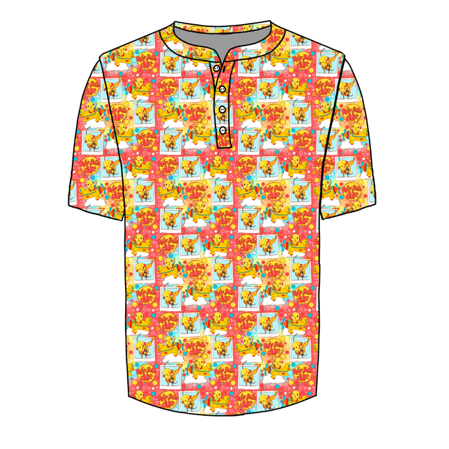Retro Robot Adventures Noah Half Button Tee - Knit - Pre Order