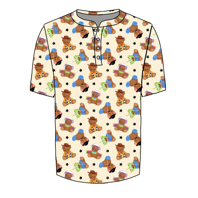 Toy Box Besties Noah Half Button Tee - Knit - Pre Order