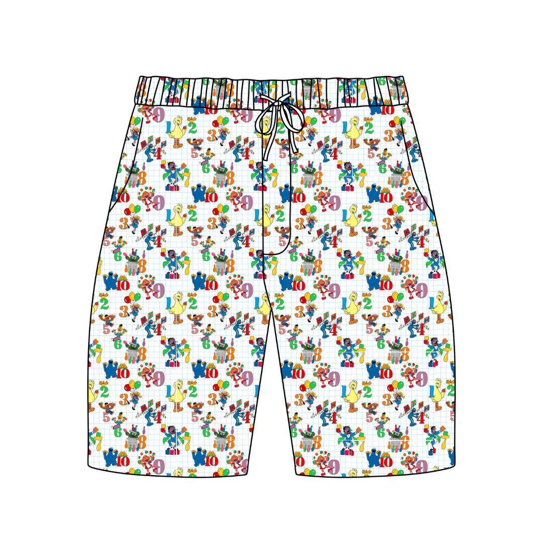 Number Street - Chill Extended Length Adult Pajama Bamboo Shorts - Pre Order