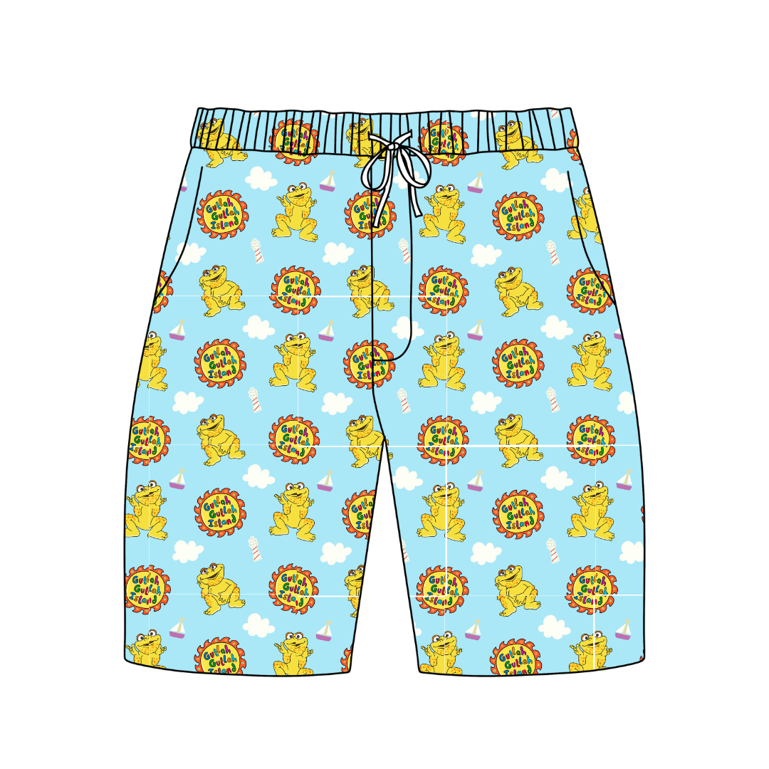 On the Island - Chill Extended Length Adult Pajama Bamboo Shorts - Pre Order