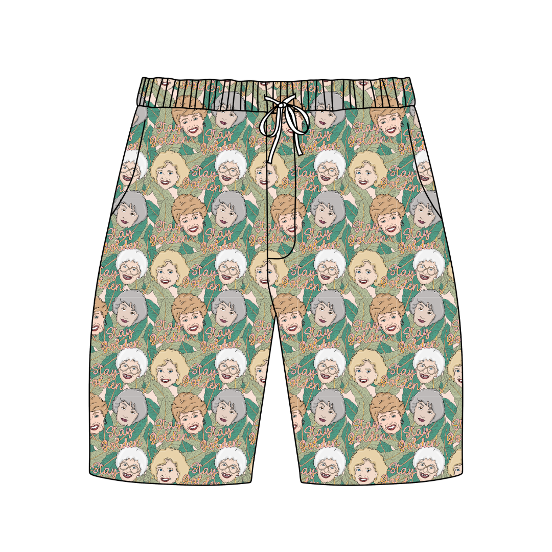Golden - Chill Extended Length Adult Pajama Bamboo Shorts - Pre Order