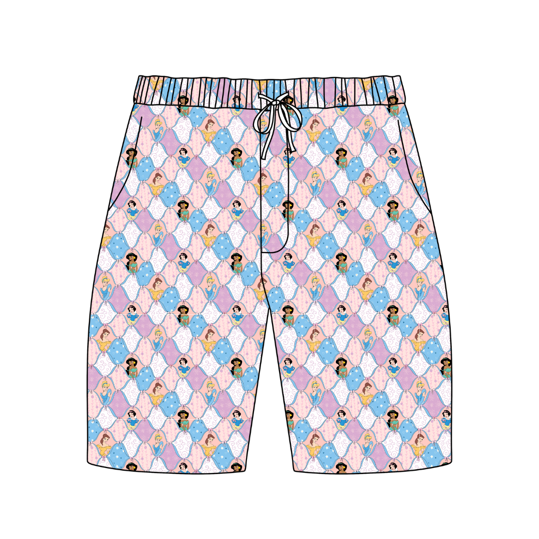 Princess Dreams - Chill Extended Length Adult Pajama Bamboo Shorts - Pre Order