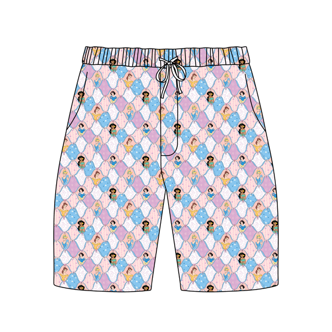 Princess Dreams - Chill Extended Length Adult Pajama Bamboo Shorts - Pre Order