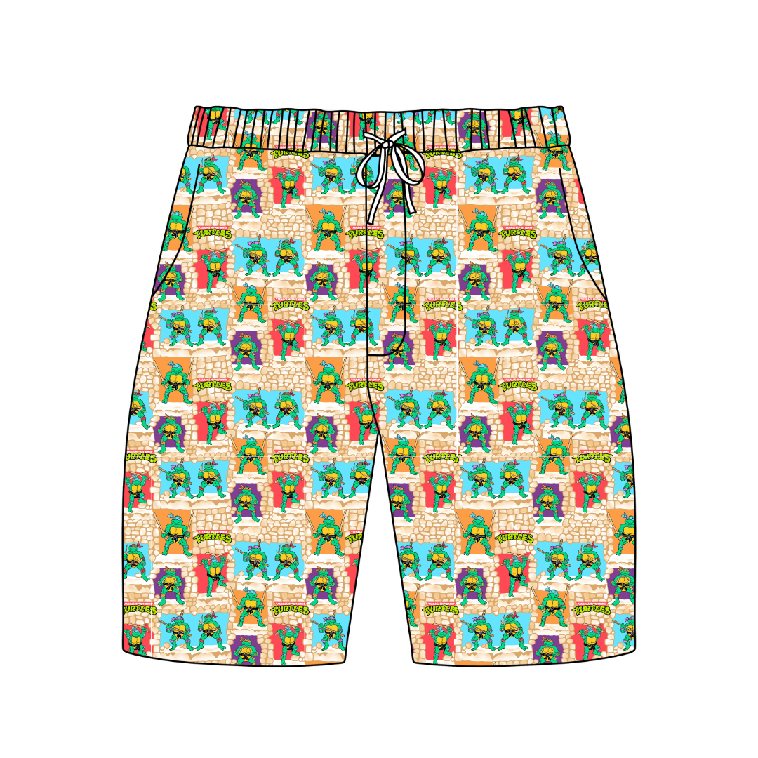 Turtle Dreams - Chill Extended Length Adult Pajama Bamboo Shorts - Pre Order