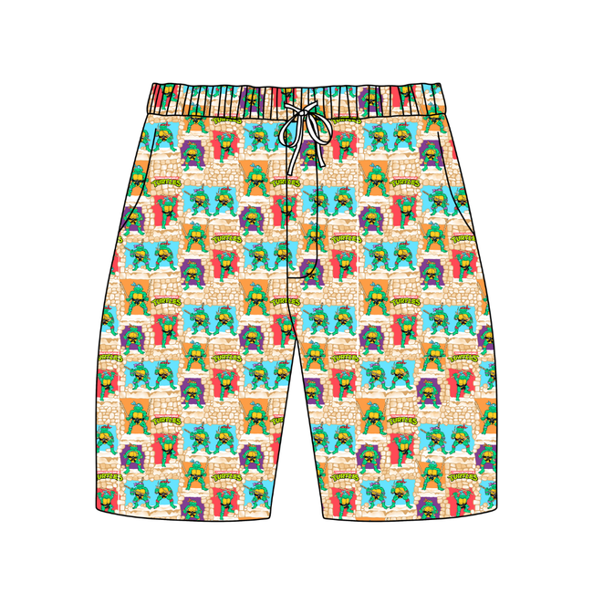 Turtle Dreams - Chill Extended Length Adult Pajama Bamboo Shorts - Pre Order