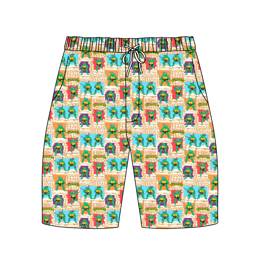 Turtle Dreams - Chill Extended Length Adult Pajama Bamboo Shorts - Pre Order
